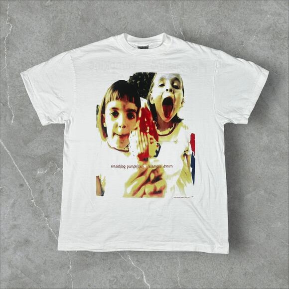 Vintage Smashing Pumpkins Rock Invasion 1993 Sz XL Single Stitch Reprint T-Shirt - Picture 1 of 8